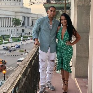 Green Halter leopard or Cheetah Print Dress